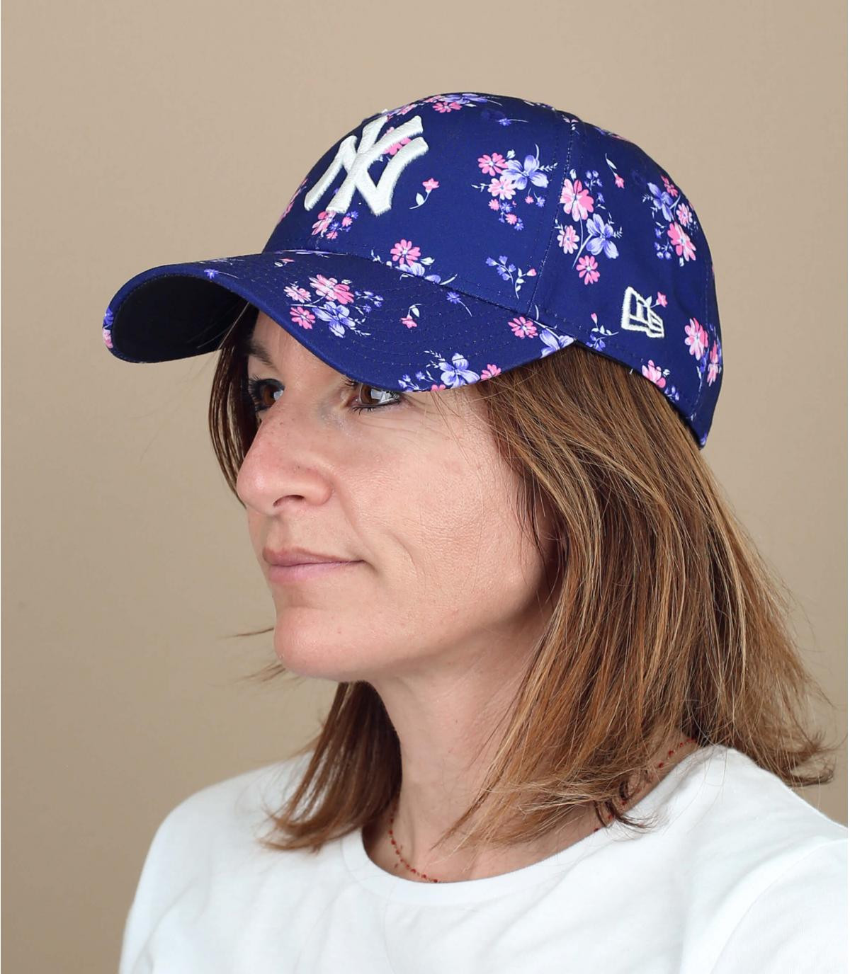 NY cap woman flowers Wmn Floral NY 940 navy